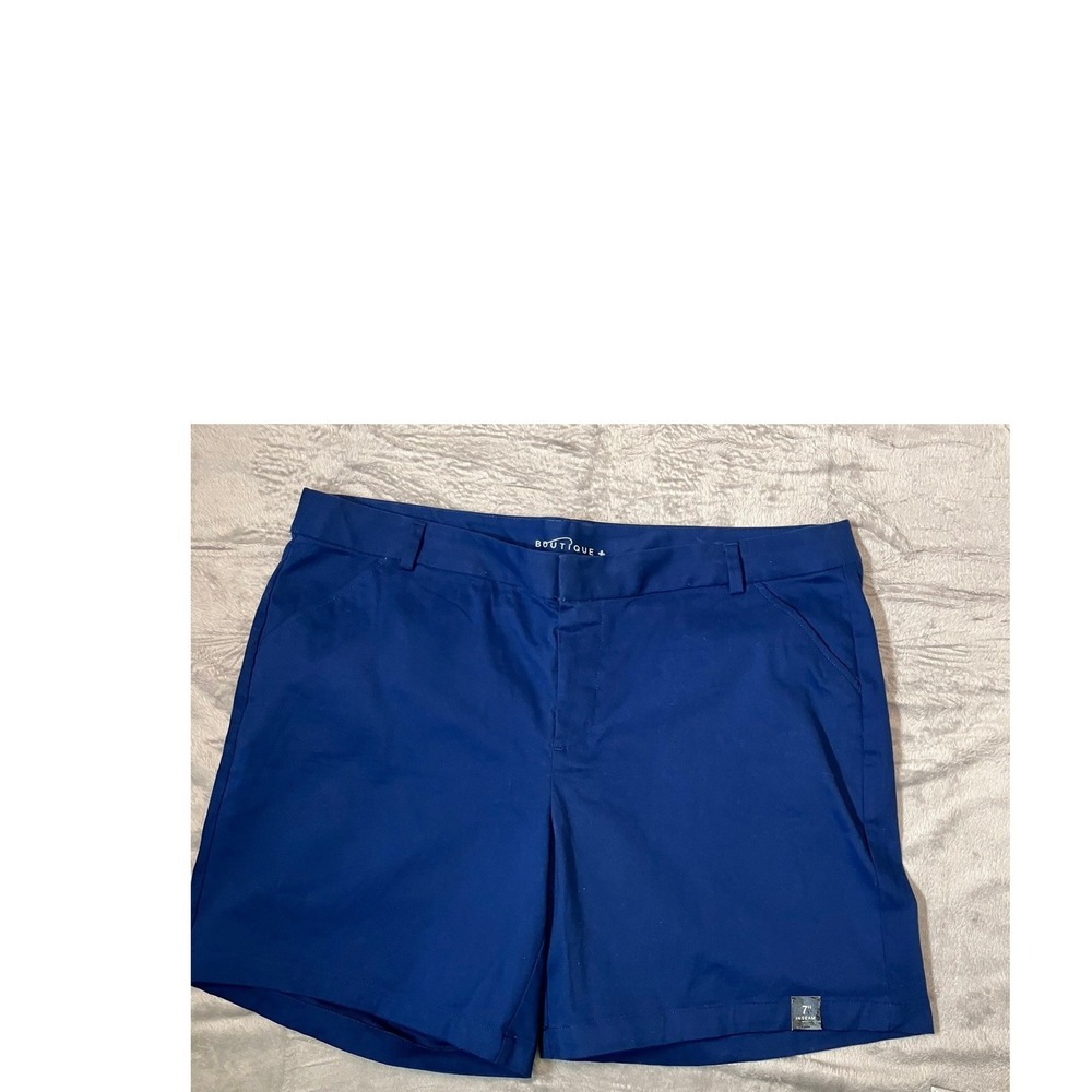Boutique + Midi Shorts Women 16W Royal Blue 7" Inseam Plus Size Casual Flat NWOT